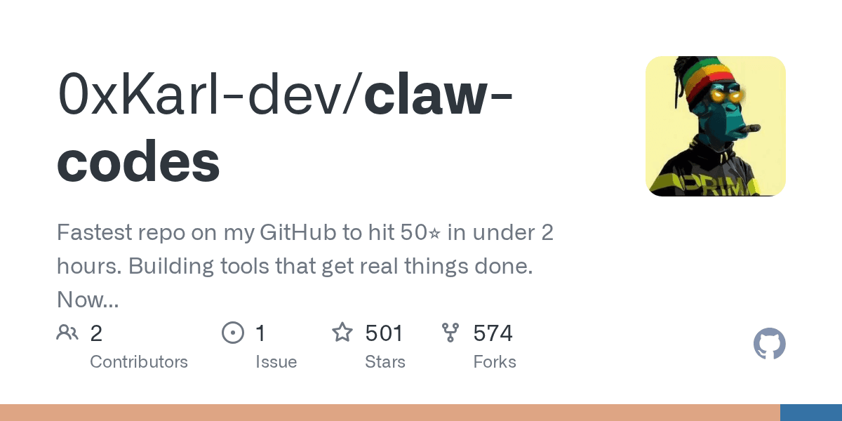 0xKarl-dev/claw-codes project screenshot