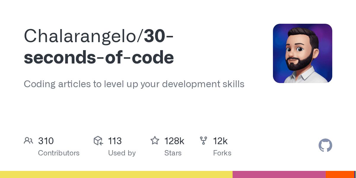 Chalarangelo/30-seconds-of-code project screenshot
