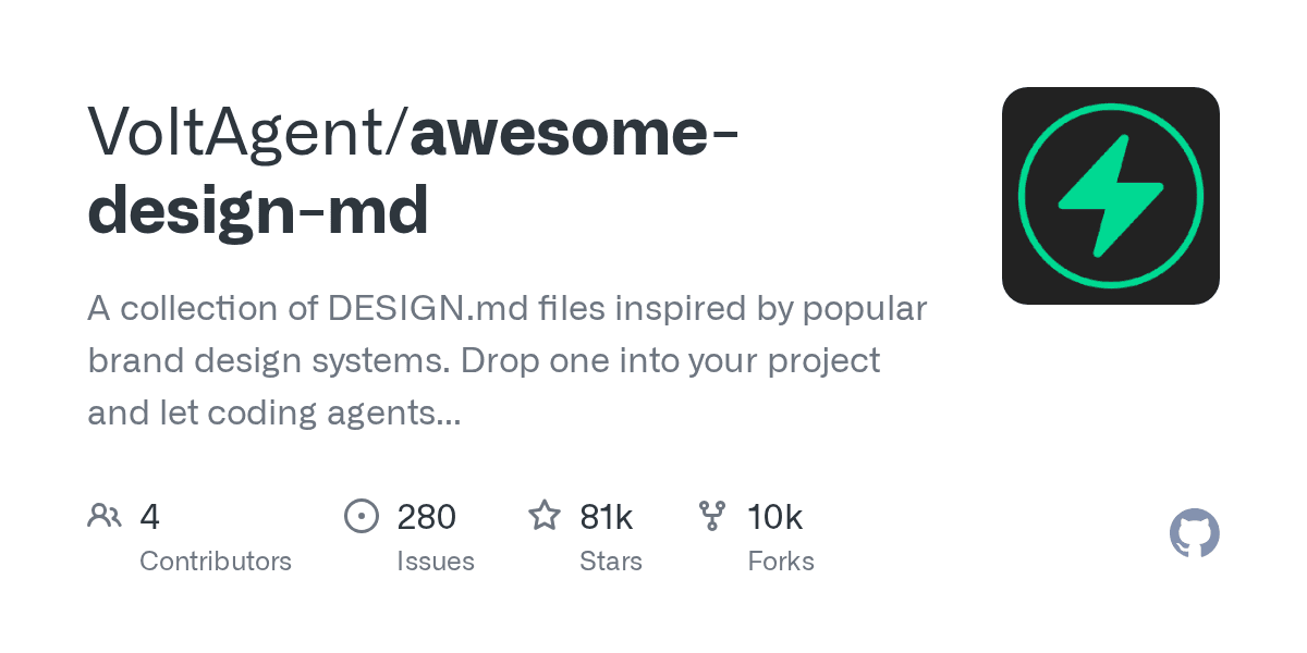 VoltAgent/awesome-design-md project screenshot