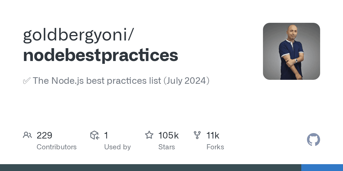 goldbergyoni/nodebestpractices project screenshot
